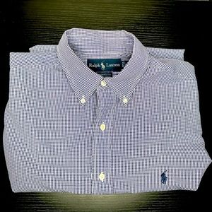 Ralph Lauren men’s shirt blue white check shirt